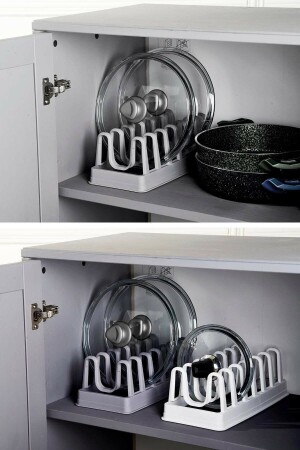 6 Bölmeli Tencere Kapak Rafı - Tencere Kapak Organizeri (COK RENKLİ) - Exzelt