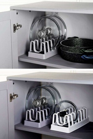 6 Bölmeli Tencere Kapak Rafı - Tencere Kapak Organizeri - Xnews