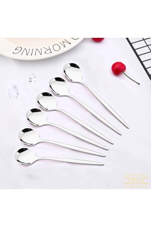 مجموعة من 6 ملعقة صغيرة فضية من القهوة الآيس كريم حلوى كعكة حلوى ملعقة السكر - Ciela