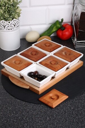 مجموعة من 6 أدوات وجبة الإفطار الفاخرة مع صناديق خشبية C-YeniAh10 - Queen's Kitchen