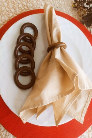 مجموعة من 6 حلقات من الخشب الخشبية البني - Emtory Home