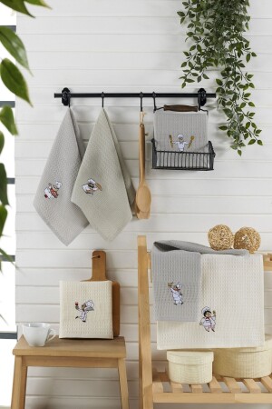 مـنـز-أديليـنا مطبخ مطبخة مجموعة 6 قطع قطعة القطن مطبخات مطبخة مصنوعة من الخياطة مطبخات جفاف - Evanora