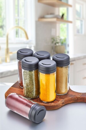 مجموعة من 6 طواحين لذيذات ثروة الزجاج مع حلقات تدور - طواحين للمحمل والفلفل EW-00155 - KÜÇÜK EW