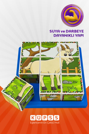 6 Farklı Çiftlik Hayvanları 3d Küp Puzzle 3 4 5 6 Yaş Yapboz Geometrik Zeka Eğitici Oyuncak KO009M001 - 7