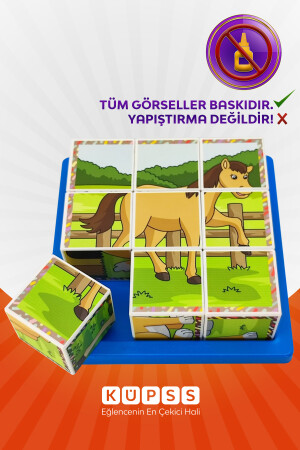 6 Farklı Çiftlik Hayvanları 3d Küp Puzzle 3 4 5 6 Yaş Yapboz Geometrik Zeka Eğitici Oyuncak KO009M001 - 8