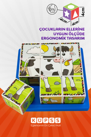 6 Farklı Çiftlik Hayvanları 3d Küp Puzzle 3 4 5 6 Yaş Yapboz Geometrik Zeka Eğitici Oyuncak KO009M001 - 9