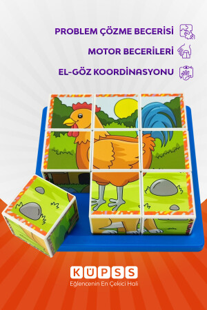 6 Farklı Çiftlik Hayvanları 3d Küp Puzzle 3 4 5 6 Yaş Yapboz Geometrik Zeka Eğitici Oyuncak KO009M001 - 10