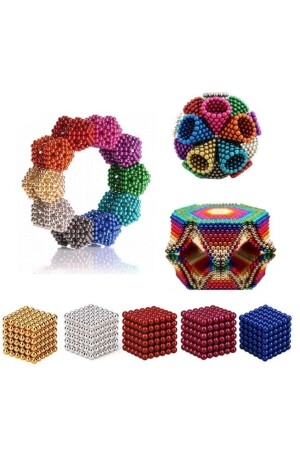 6 Farklı Karışık Altı Renkli Sihirli Manyetik Toplar Neodyum Mıknatıs Bilye 216 Adet 5 mm Neo Cube 700961210059 - 4