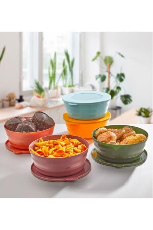 6 Frühstücks-Aufbewahrungsbehälter mit Deckel 400 ml – Mehrzweck-Snack-Set mit runder Schüssel (6 x 400 ml) - 6