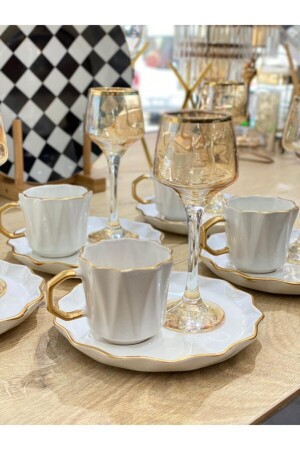 مجموعة من 6 كوبات قهوة من سلسلة Grazia الخاصة مع صوص بيضاء a4235687-235 - Carmen Soft