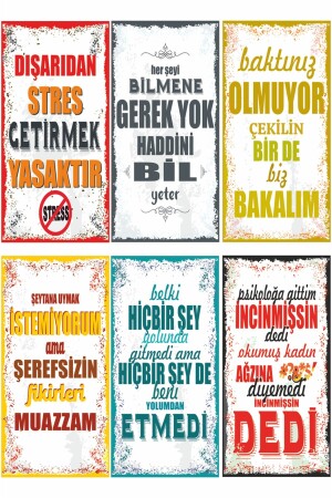 (مينز) ذهبت إلى طبيب النفس قال أنك مصاب، كتابات الحائط مجموعة من 6 ملصقات خشبية صغيرة - Hayat Poster