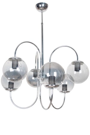 جوبيتير من التصميم الحديث الفاخرة كروم ملونة القضية مدخنة الزجاج معلق مصباح غرفة المعيشة - المطبخ - غرفة النوم 6-قطعة الشنابل JP - Fer Avize