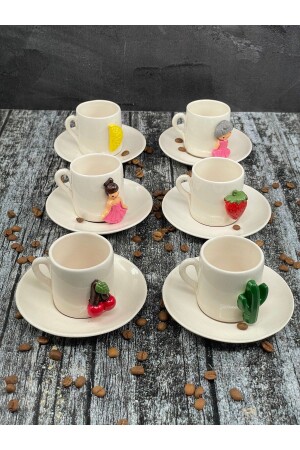 مجموعة من 6 كوبات قهوة مصورة من السيراميك مجموعة من الـ - YzHome