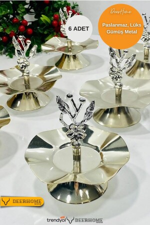 (منيز) -الروز اليابانية الفضية 6 قطع (توركي) -المرحباً، الخدمة، العذائر، جانب القهوة - Passionis