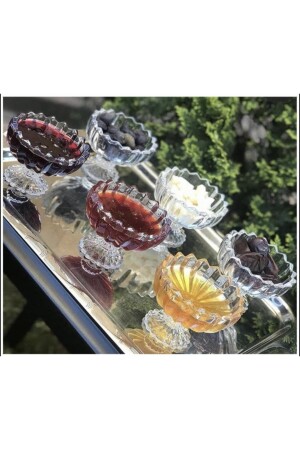 مجموعة من 6 كؤوس زجاجي كريستال سكر، كوب الدهاء التركي، كؤوس الآيس كريم Kç76rd9 - KRD Home