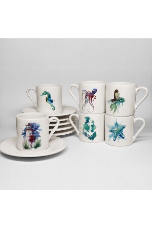 مجموعة من البورتسلاين المطبوعة ذات موضوع من قوارب القهوة التركية 6 KFT605KF - UADAC