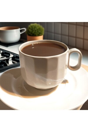 6 Kişilik 190 Ml-cc Krem Çay Nescafe Türk Kahvesi Fincan Takımı - Kütahya Porselen