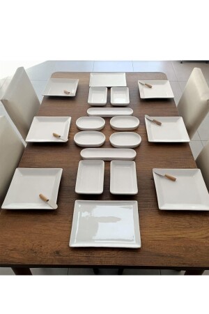 24-teiliges Maya Square White Frühstücksset für 6 Personen - Bibuevim