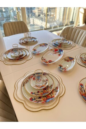 6 Kişilik 34 Parça Beyaz Çiçek Kahvaltı Ve Pasta Seti - Poncikpazar