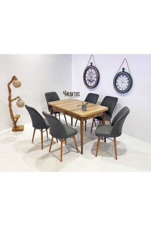 6 Kişilik Açılır Masa Sandalye Takımı Mutfak Masası Takımı Salon Masası Yemek Masası Masa Takımı - Kaktüs Avm