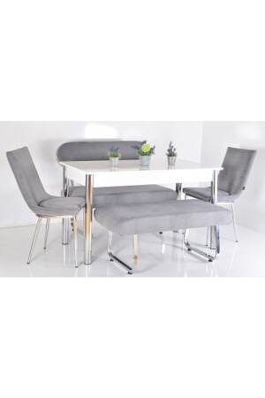 6 Kişilik Masa Sandalye Takımı Banklı Mutfak Masası Bank Takımı Masa Takımı Mutfak Masası Yemek Masa - Kaktüs Avm