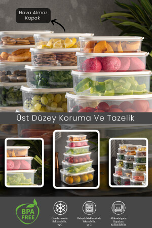 6 Lı Dikdörtgen Sweet Şeffaf Saklama Kabı Seti 300 ml-500 ml 800 ml 1200 ml 1900 ml 2900 ml melen - 5