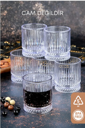 6 Lı Kristal Akrilik Su Meşrubat Bardağı 200 Cc Elysia Model Mika Bardak (CAM DEĞİLDİR) GM00365 - 3