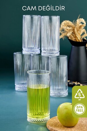 6 Lı Kristal Akrilik Su Meşrubat Bardağı 300 Cc Elysia Model Mika Bardak (CAM DEĞİLDİR) - 3