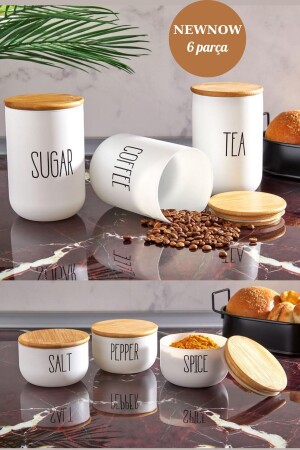 مجموعة من الـ 6 قطع من الزجاج الفاخرة وعاء الـ 6 قطع من الزجاج، وعاء تخزين، وعاء البامبو الغطاء وعاء الـ 300 مل + 1000 مل وع - NEWNOW