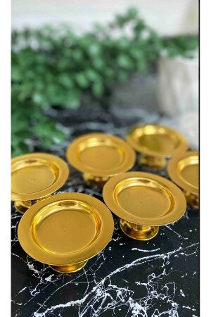 مكنز الديكورية الذهبية مطلي 6 قطع حامل ماكارون ميني تركية تحفيز حامل عرض القهوة Lux FTH09468 - Mineli-Aşk