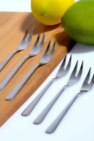 منز فولاذ المقاوم للصدأ 6 قطع ليمون فورك، زيتون فورك، فوندو فورك MBT-159 - Battal