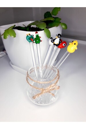 مجموعة من 6 ملعقة شاي مزورة بالزجاج mdlçykş01234 - nazarboncuğu