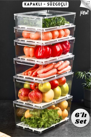 مُنظّم ثلاجة مغطى من 6 قطع مع منظّم مُنظّم-مُنظّم-مُخزن-مُخزن - Mihel