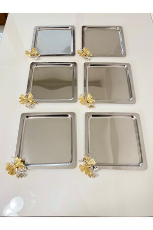م.ن.ز-الفخامة مربع فراشة الملحقات الصلب المقاوم للصدأ مجموعة من 6 الفضة القهوة والشاي، العرض الديكورية خدمة الص - Mira züccaciye