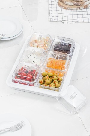 مجموعة من الافطار من 6 قطع من الاكريليك MNZ- الأبيض مع حاوية التخزين والخزين (لا زجاج) 1652126 - EWs