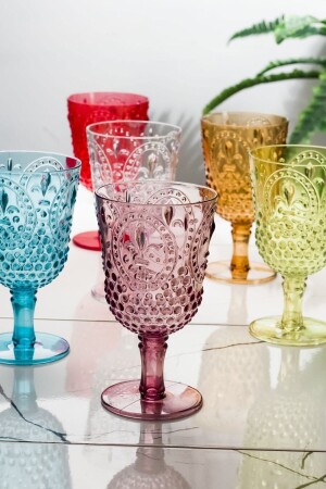 كوب من 6 قطع من ملون من الاكريليك MNZ & Water Soft Drink Coffee Glass 450 ml (ليس زجاجا) Magıcayaklidp6 - EWs