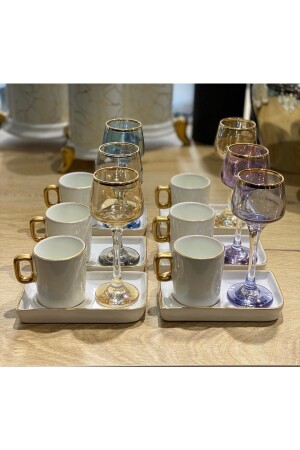 مجموعة من 6 كوبات قهوة من سلسلة MNZ-Alya مع لوحات خدمة Ymk-79 - CARMEN SOFT paris