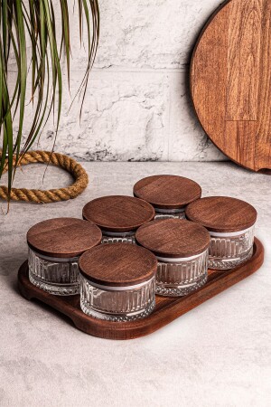 كأس فطور من الخشب من 6 قطع من MNZ-Bella مع خزانة و كأس خفيفة متعددة الأغراض من الخشب 235 مل - Snippy