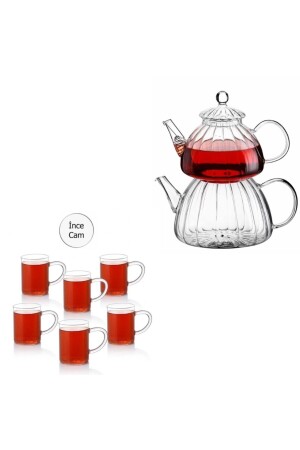 كوب شاي من زجاج بوراسيليكيت مقاوم للنيران 6 قطع كوب زجاج بوراسيليكيت ومجموعة زجاجية مع هدية mprn-2355 - morponi