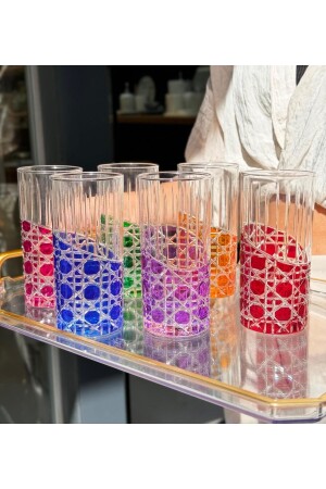 مجموعة من 6 كؤوس قهوة ومياه ملونة - Onedekor