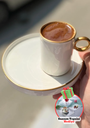 مجموعة من 6 كوبات قهوة خاصة حديثة مع صوفير أبيض - Onedekor