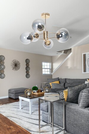 منز-أوسكار تصميم فاخر حديث طلاء الذهبية ملابس زجاجية المدخن غرفة المعيشة - المطبخ - غرفة النوم 6-قطع الشنابل OSC6227 - Fer Avize