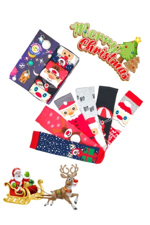 6 Paar bunte Unisex-Socken-Set für Weihnachten, Frohe Weihnachten, mit spezieller Box - 1