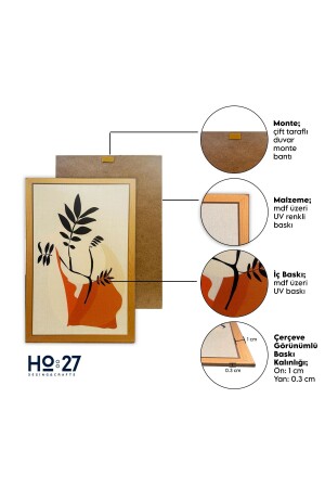 6 Parça Ahşap Çerçeve Görünümlü Dekoratif Hediyelik Boho Botanik Wall Art Mdf Tablo Seti - 4