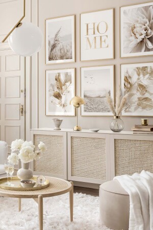 6 Parça Ahşap Çerçeve Görünümlü Mdf Tablo Seti - Artavessa Gift&Home