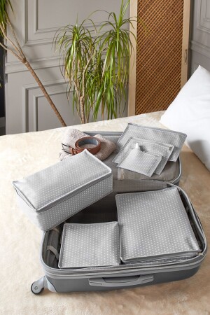 6-teiliges Koffer-/Reisekoffer-Aufbewahrungstaschen-Set ohne Netz – gepunktet - Serstil