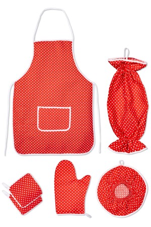 6 Parça Mutfak Seti & Mutfak önlüğü - Fırın Eldiveni - 2li Tutacak - Organizer Poşetlik - Demlematik - Morlay
