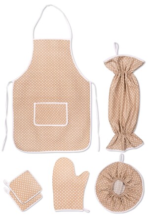 6 Parça Mutfak Seti & Mutfak önlüğü - Fırın Eldiveni - 2li Tutacak - Organizer Poşetlik - Demlematik - Morlay
