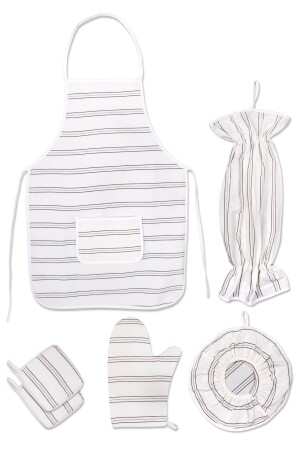 6 Parça Mutfak Seti & Mutfak önlüğü - Fırın Eldiveni - 2li Tutacak - Organizer Poşetlik - Demlematik - Morlay