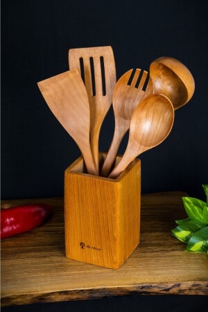 6 Parça ' Pro ‘ Koyu Bambu Yapışmaz Temizlemesi Kolay Teak Ağacı Ahşap,tahta Kaşık Bambu Seti OZA00020 - Öz ahsap